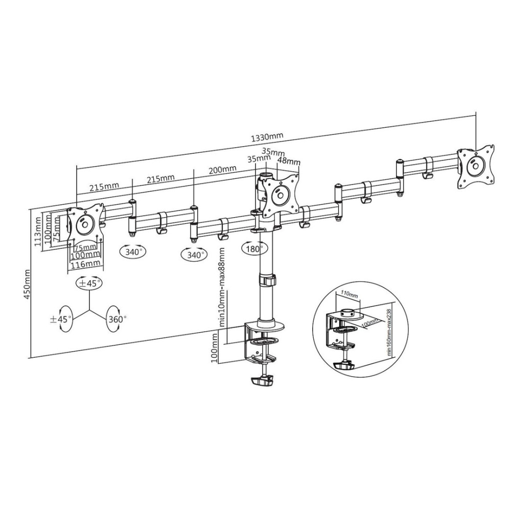 Produktbild för Multibrackets M Deskmount Basic Triple