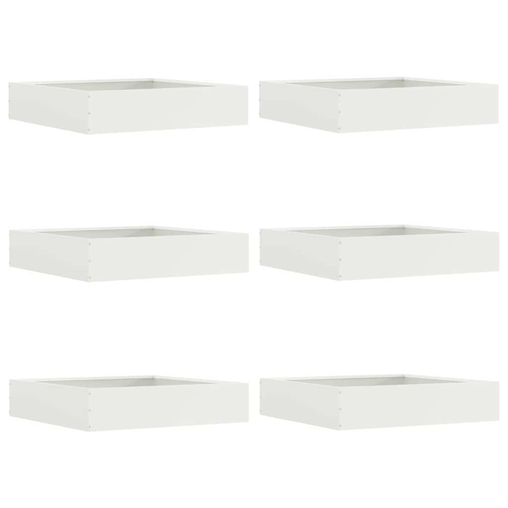 Produktbild för Kant för gräsmatta 6 pcs Vit 60 x 60 x 13 cm Stål