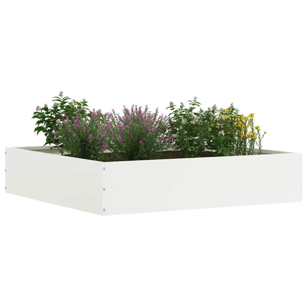 Produktbild för Kant för gräsmatta 6 pcs Vit 60 x 60 x 13 cm Stål
