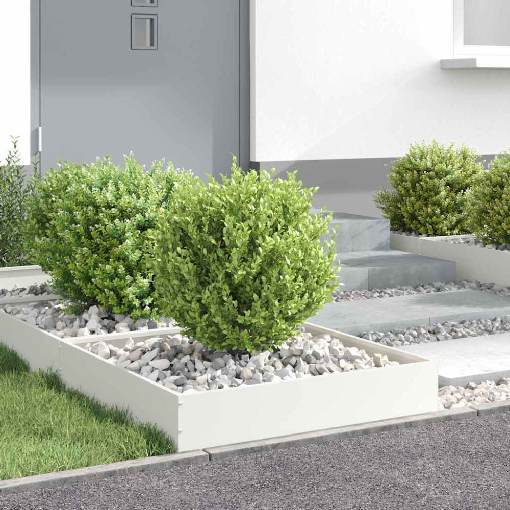 Produktbild för Kant för gräsmatta 6 pcs Vit 60 x 60 x 13 cm Stål