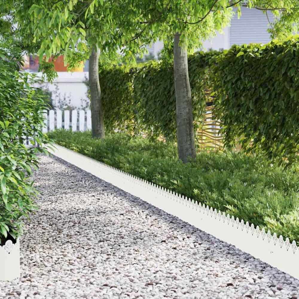 Produktbild för Gräskanter 20 pcs Vit 103 x 0,05 x 22 cm Stål