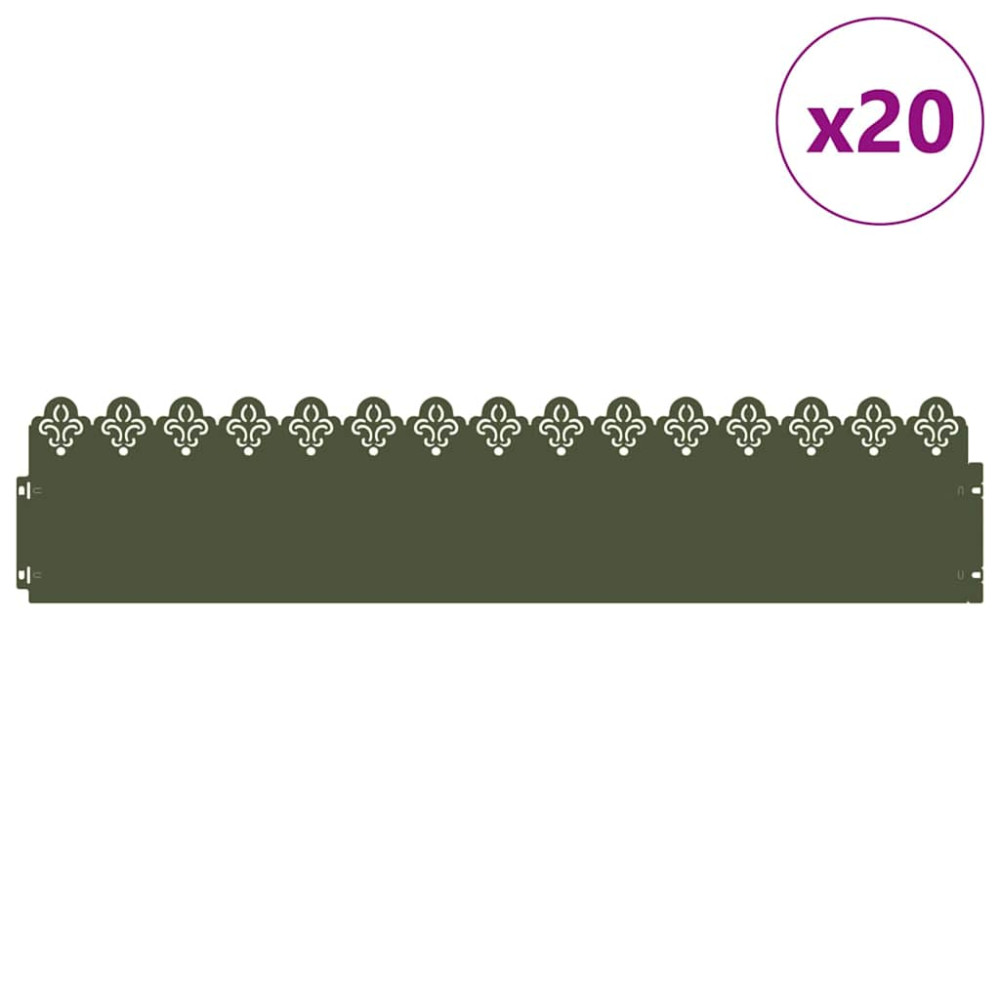 Produktbild för Gräskanter 20 pcs Olivgrön 103 x 0,05 x 22 cm Stål