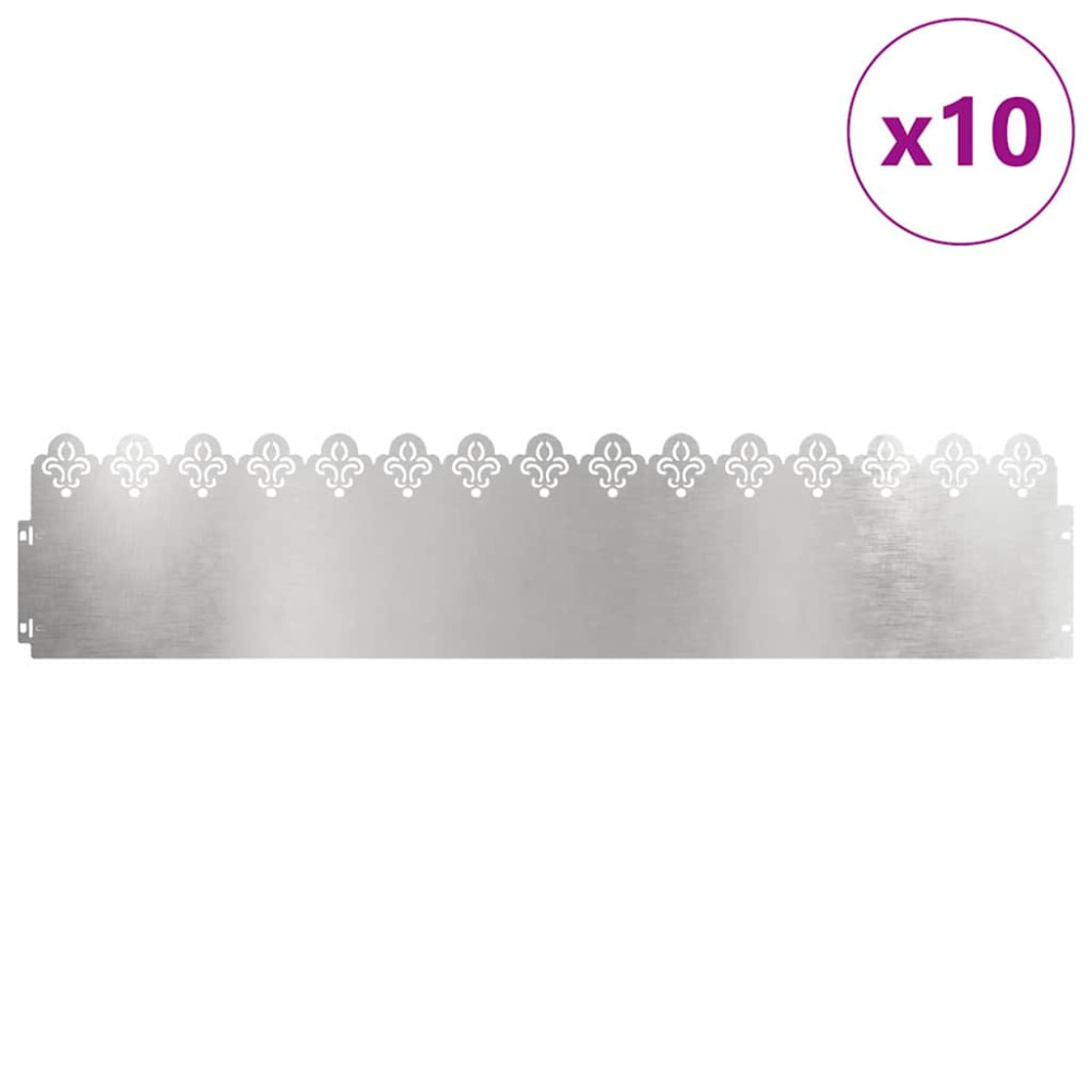 Produktbild för Gräskanter 10 pcs Silver 103 x 0,05 x 22 cm Rostfritt stål
