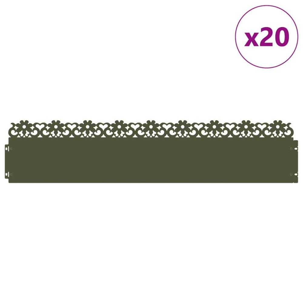 Produktbild för Gräskanter 20 pcs Olivgrön 103 x 0,05 x 22 cm Stål