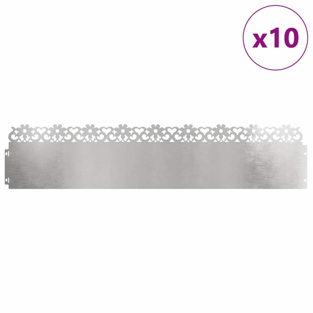 Produktbild för Gräskanter 10 pcs Silver 103 x 0,05 x 22 cm Rostfritt stål