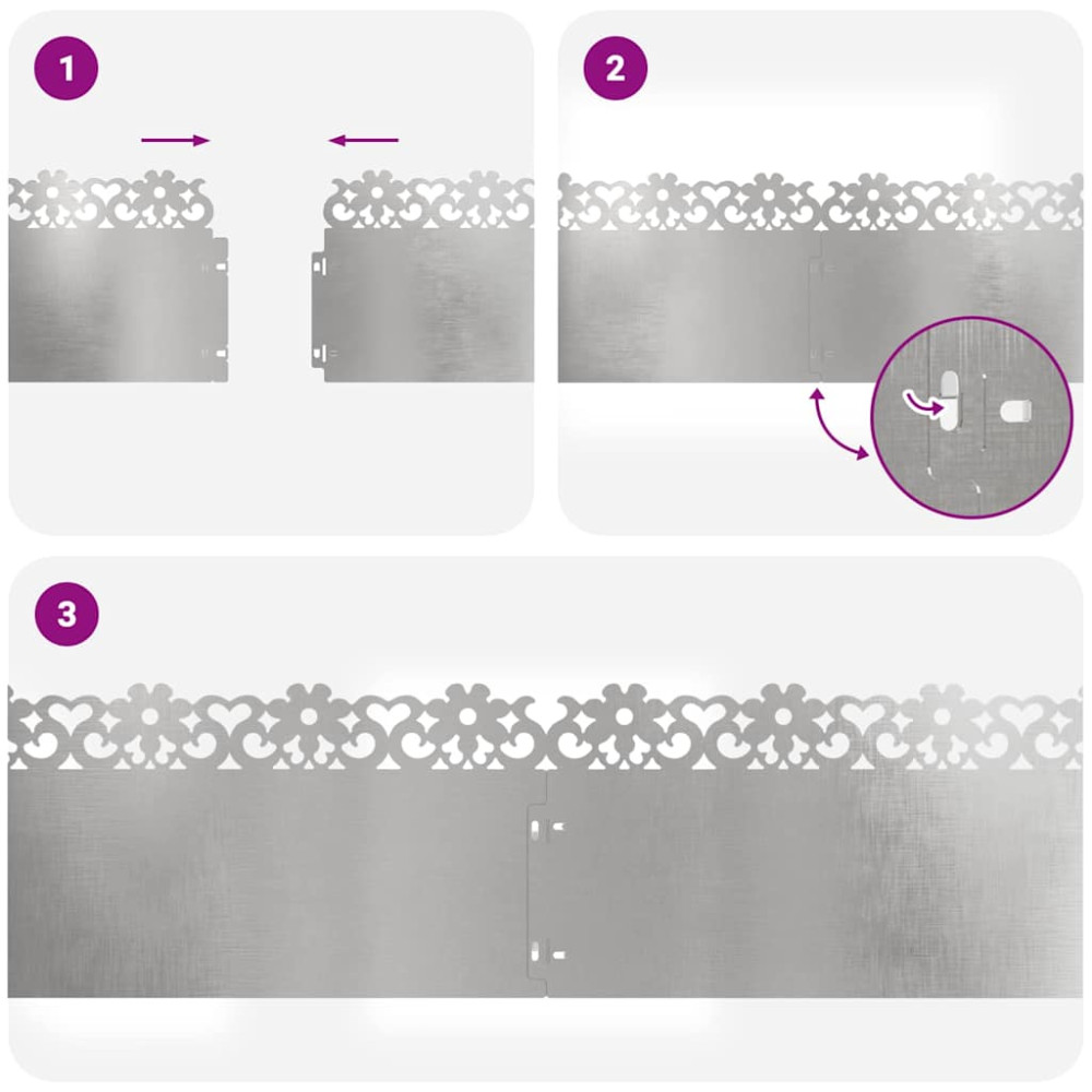 Produktbild för Gräskanter 30 pcs Silver 103 x 0,05 x 22 cm Rostfritt stål