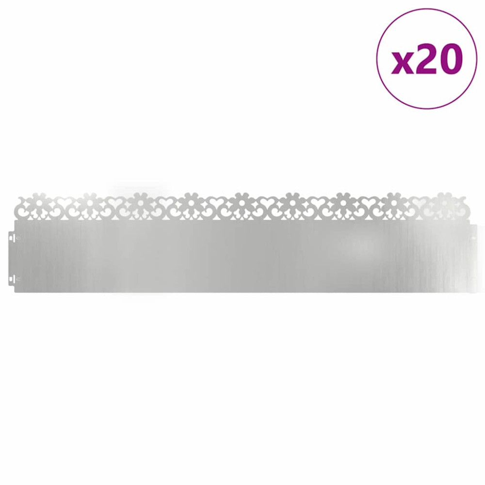 Produktbild för Gräskanter 20 pcs Silver 103 x 0,05 x 22 cm Galvaniserat Stål