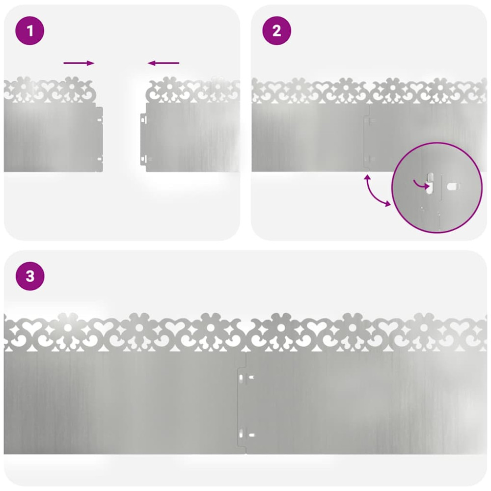 Produktbild för Gräskanter 20 pcs Silver 103 x 0,05 x 22 cm Galvaniserat Stål