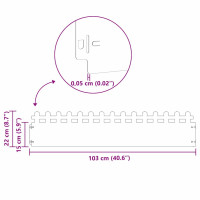Produktbild för Gräskanter 20 pcs Vit 103 x 0,05 x 22 cm Stål