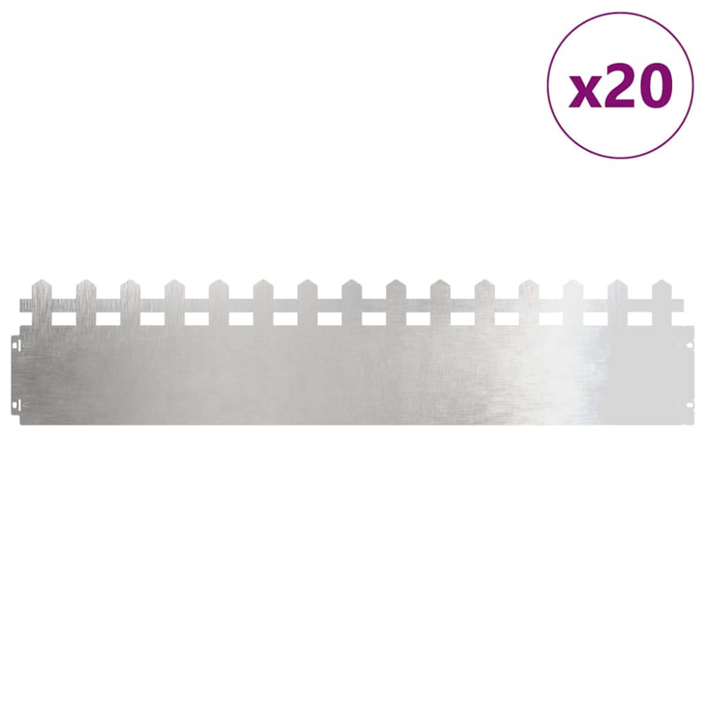 Produktbild för Gräskanter 20 pcs Silver 103 x 0,05 x 22 cm Rostfritt stål