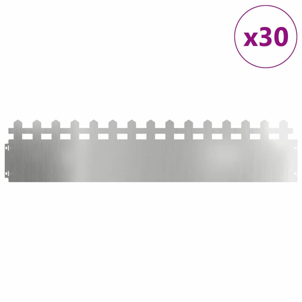 Produktbild för Gräskanter 30 pcs Silver 103 x 0,05 x 22 cm Galvaniserat Stål