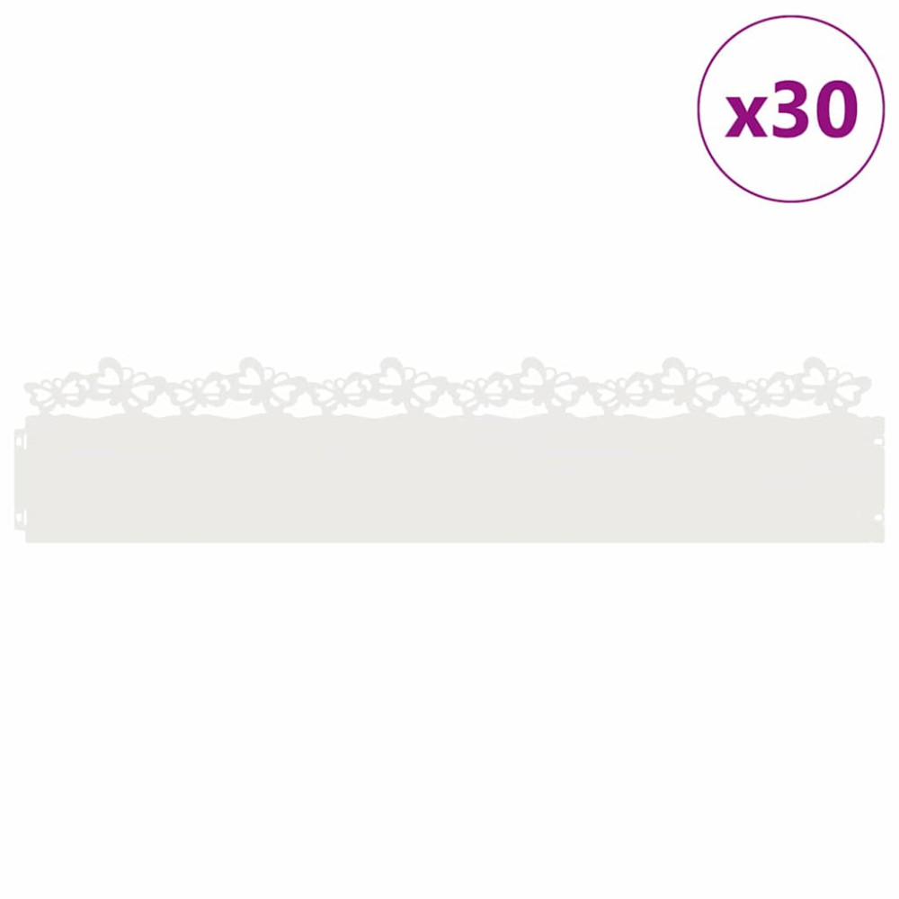 Produktbild för Gräskanter 30 pcs Vit 103 x 0,05 x 22 cm Stål
