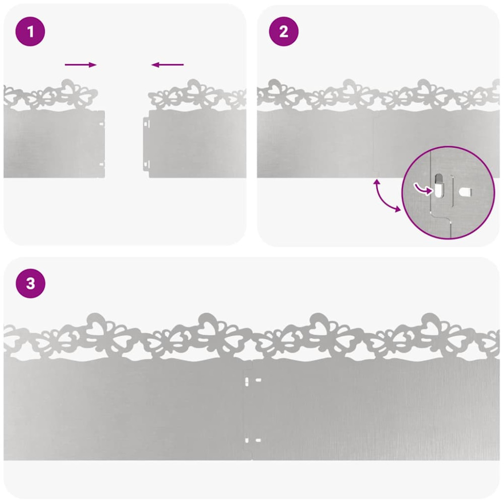 Produktbild för Gräskanter 30 pcs Silver 103 x 0,05 x 22 cm Rostfritt stål