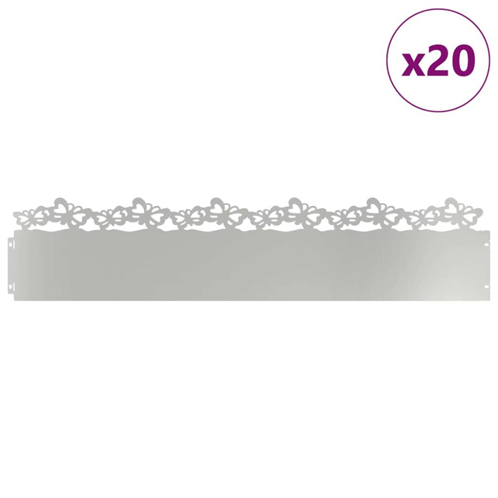 Produktbild för Gräskanter 20 pcs Silver 103 x 0,05 x 22 cm Galvaniserat Stål