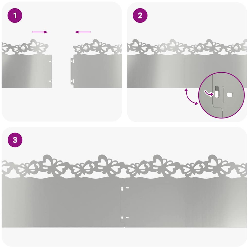Produktbild för Gräskanter 20 pcs Silver 103 x 0,05 x 22 cm Galvaniserat Stål