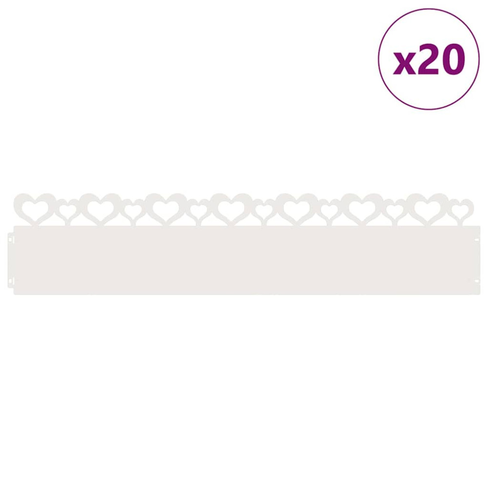 Produktbild för Gräskanter 20 pcs Vit 103 x 0,05 x 22 cm Stål