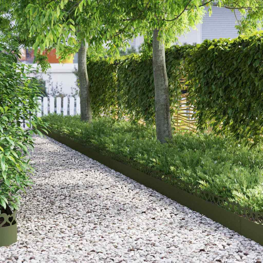 Produktbild för Gräskanter 20 pcs Olivgrön 103 x 0,05 x 22 cm Stål