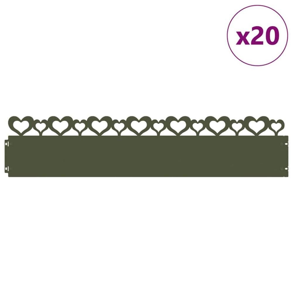 Produktbild för Gräskanter 20 pcs Olivgrön 103 x 0,05 x 22 cm Stål