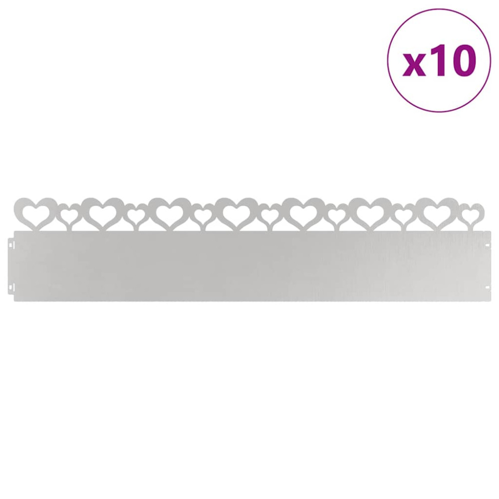 Produktbild för Gräskanter 10 pcs Silver 103 x 0,05 x 22 cm Rostfritt stål