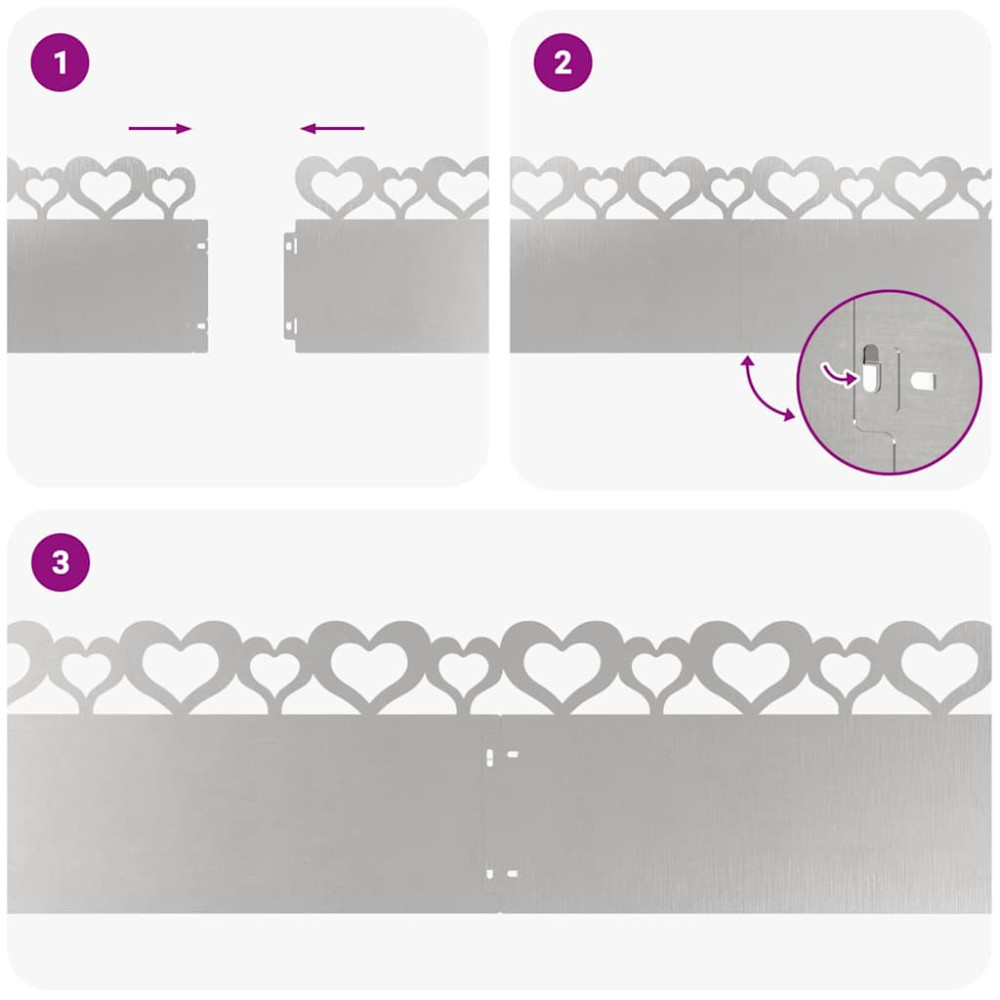 Produktbild för Gräskanter 20 pcs Silver 103 x 0,05 x 22 cm Rostfritt stål