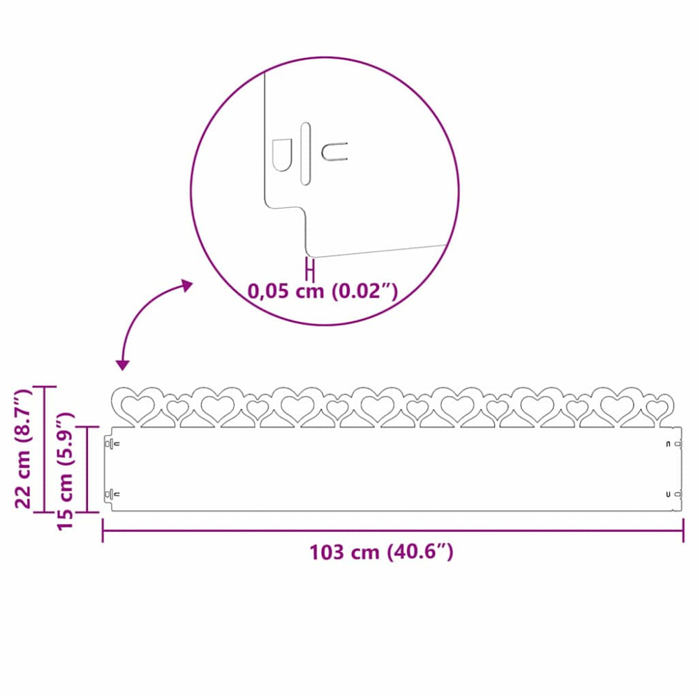 Produktbild för Gräskanter 30 pcs Silver 103 x 0,05 x 22 cm Rostfritt stål