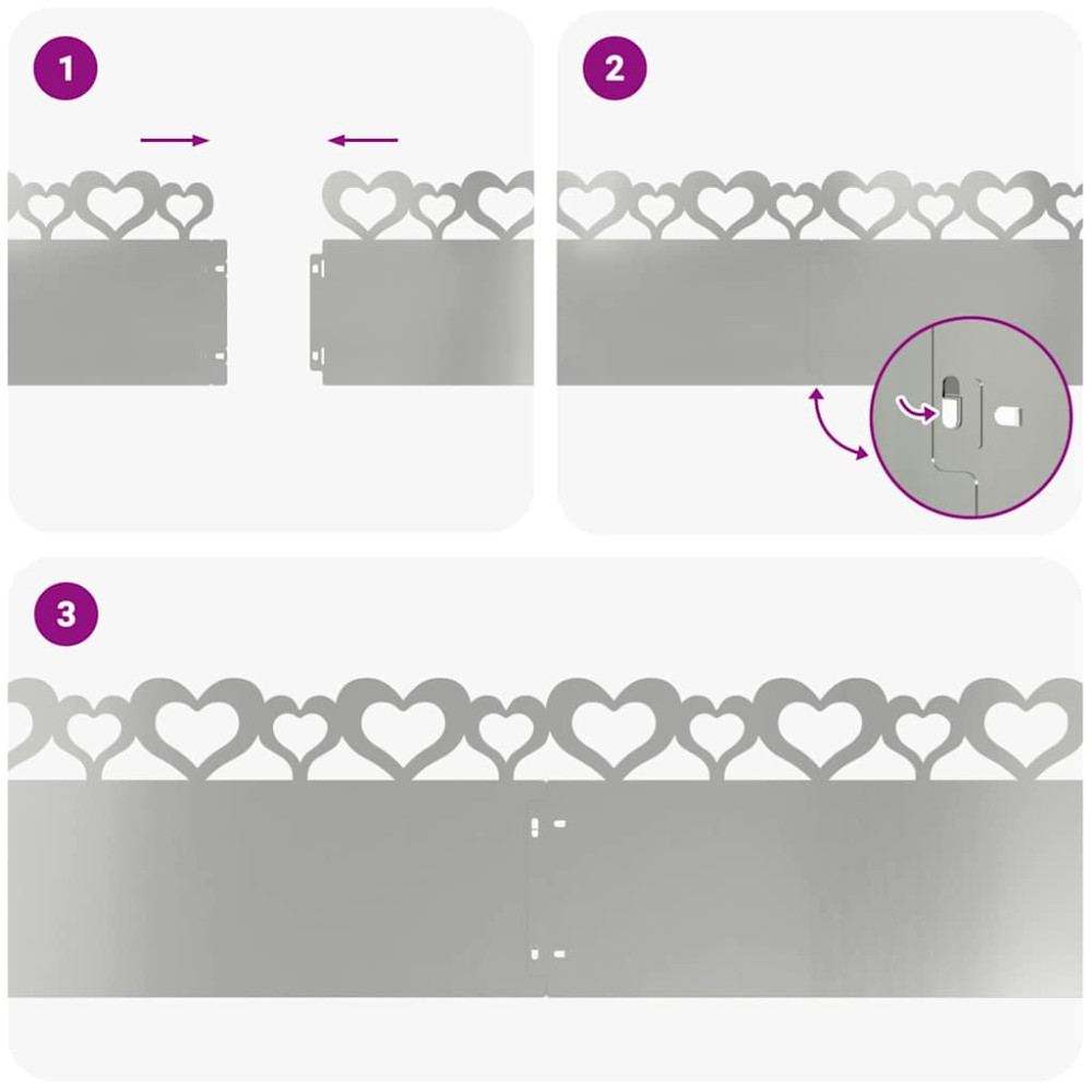 Produktbild för Gräskanter 30 pcs Silver 103 x 0,05 x 22 cm Galvaniserat Stål