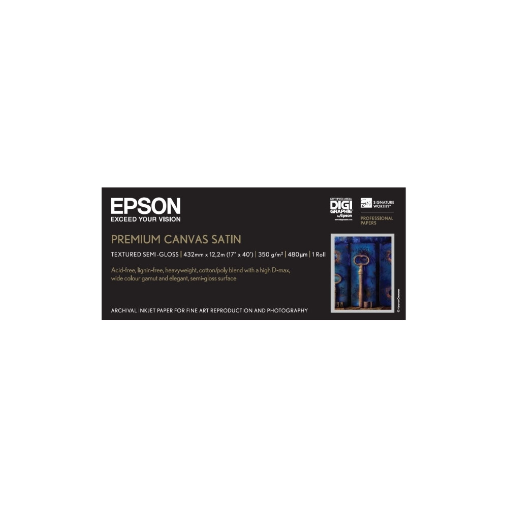 Produktbild för Epson PremierArt Water Resistant Canvas - kanvaspapper - blank - 1 rulle (rullar) - Rulle (43,2 cm x 12,2 m) - 350 g/m²