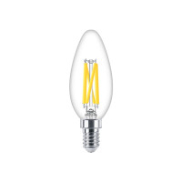 Produktbild för Philips - LED-glödlampa med filament - form: B35 - klar finish - E14 - 3.4 W - varmt vitt ljus - 2200-2700 K