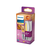 Produktbild för Philips - LED-glödlampa med filament - form: B35 - klar finish - E14 - 3.4 W - varmt vitt ljus - 2200-2700 K