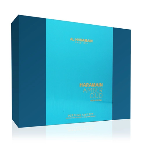 Al Haramain Al Haramain Amber Oud Aqua Dubai gift set unisex perfume extract 75 ml + perfume extract 30 ml + body mist 200 ml