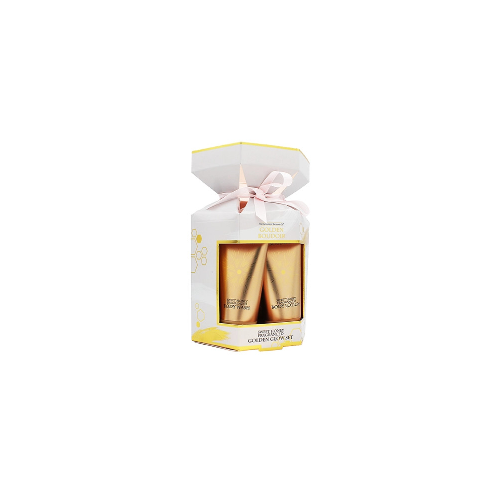 Produktbild för The Indulgent Bathing Co. Golden Boudoir SET (BW 50ml + BL 50ml + Shower Puff)