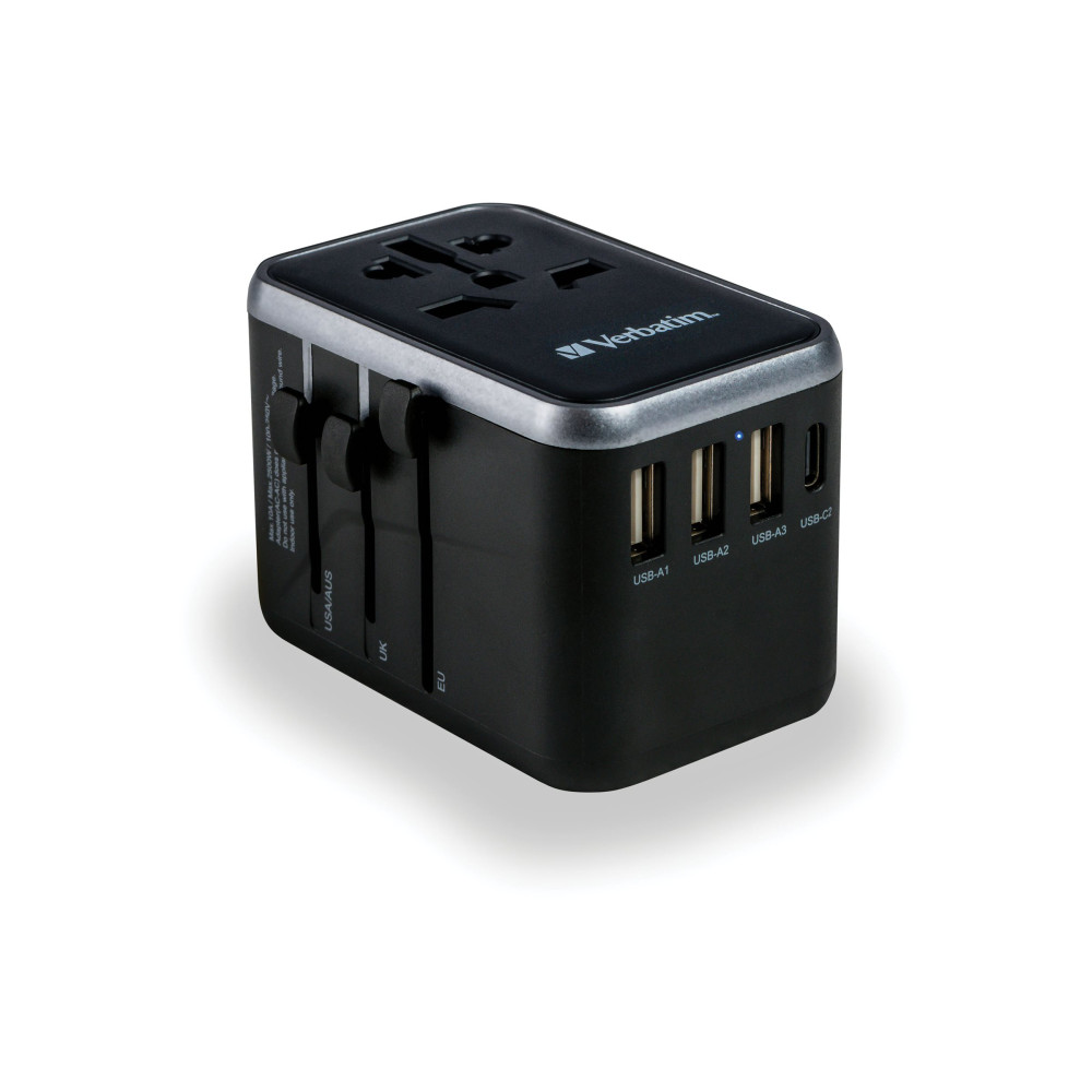 Produktbild för Verbatim UTA-04 strömadapter - universell - 2 x USB-C, 3 x USB typ A - 61 Watt