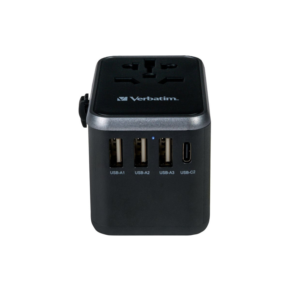 Produktbild för Verbatim UTA-04 strömadapter - universell - 2 x USB-C, 3 x USB typ A - 61 Watt