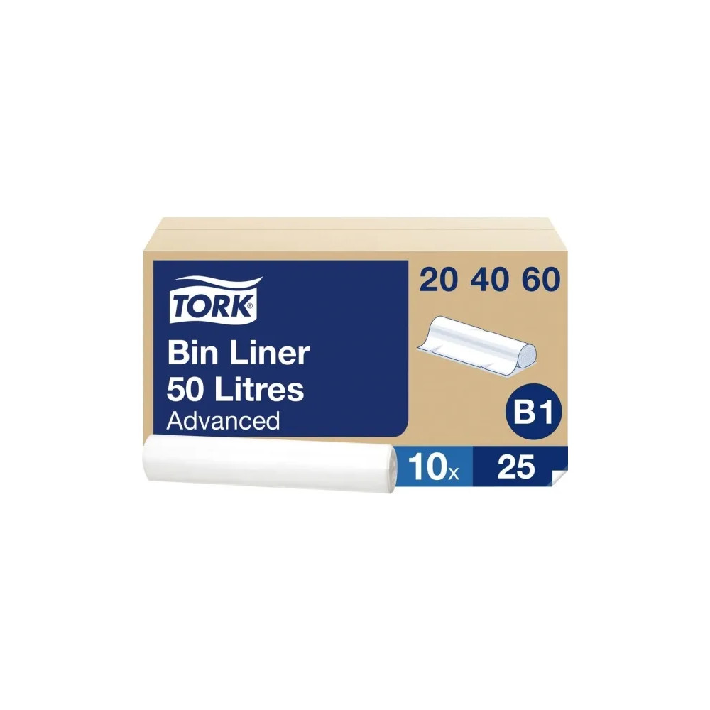 Produktbild för Tork - sopkorgsinsats - 50 L - plast - transparent - paket med 25
