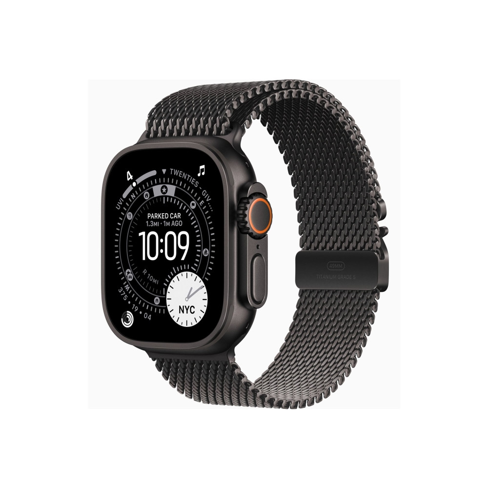Produktbild för Apple Watch Ultra 3 - svart titan - Ja smart klocka med milanesisk loop - svart - 64 GB