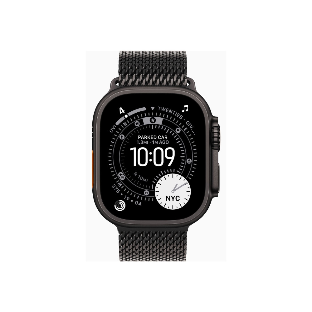 Produktbild för Apple Watch Ultra 3 - svart titan - Ja smart klocka med milanesisk loop - svart - 64 GB