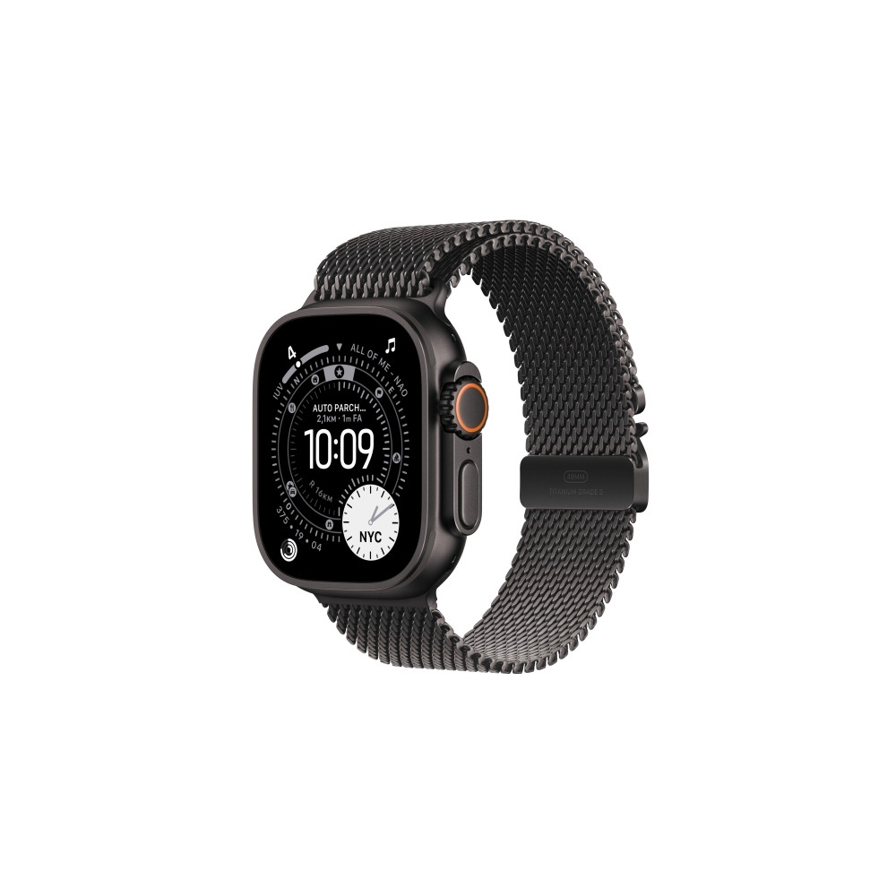 Produktbild för Apple Watch Ultra 3 - svart titan - Ja smart klocka med milanesisk loop - svart - 64 GB