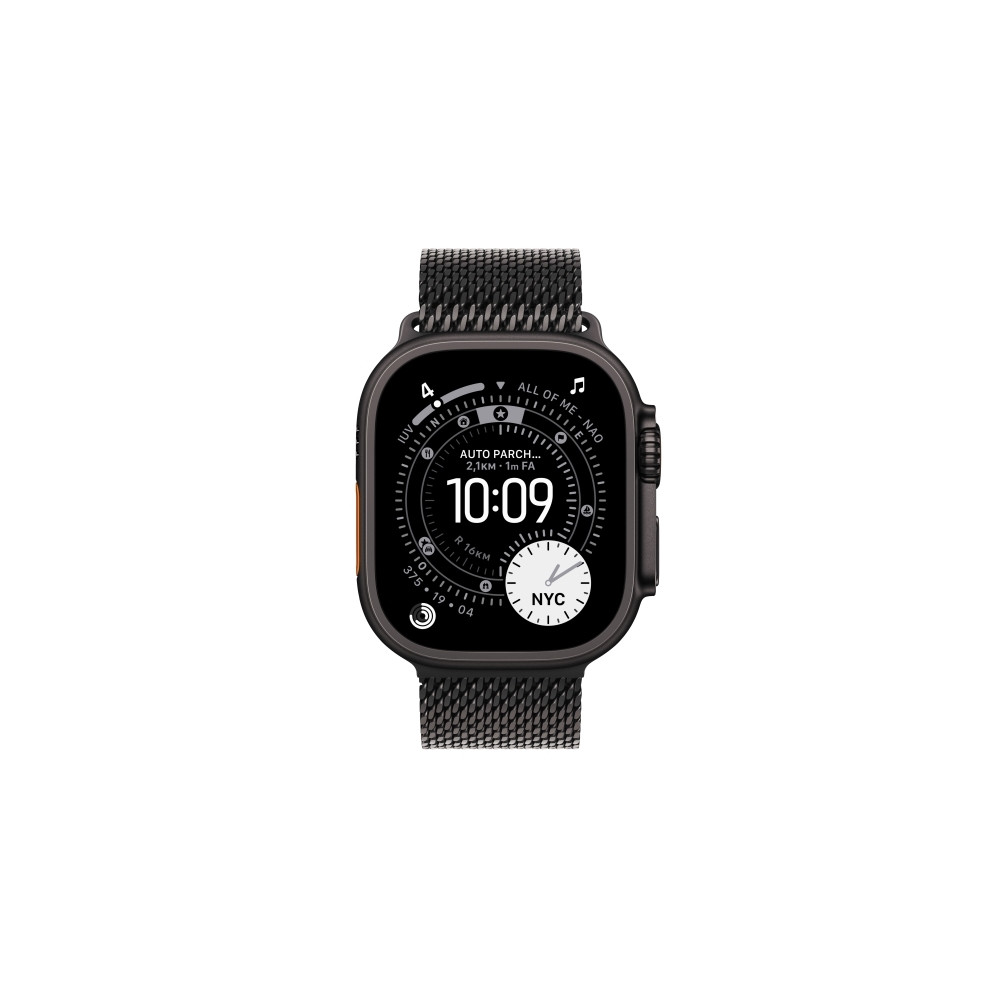 Produktbild för Apple Watch Ultra 3 - svart titan - Ja smart klocka med milanesisk loop - svart - 64 GB