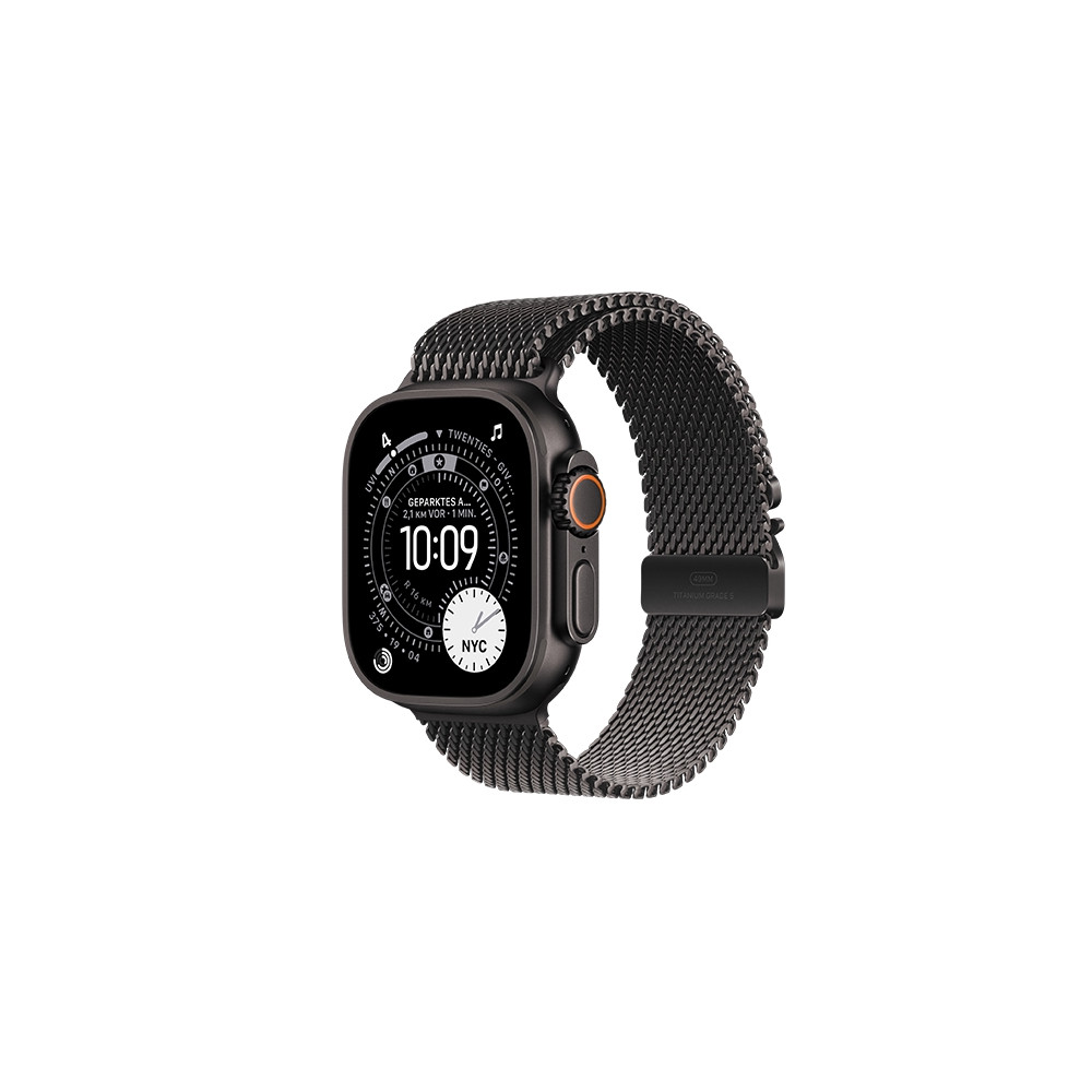 Produktbild för Apple Watch Ultra 3 - svart titan - Ja smart klocka med milanesisk loop - svart - 64 GB