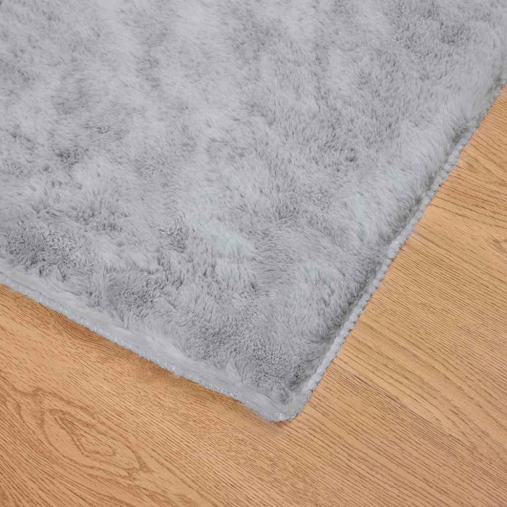 Produktbild för Halkfri matta i konstgjord kaninfäll OLITE Grå 240 x 240 cm