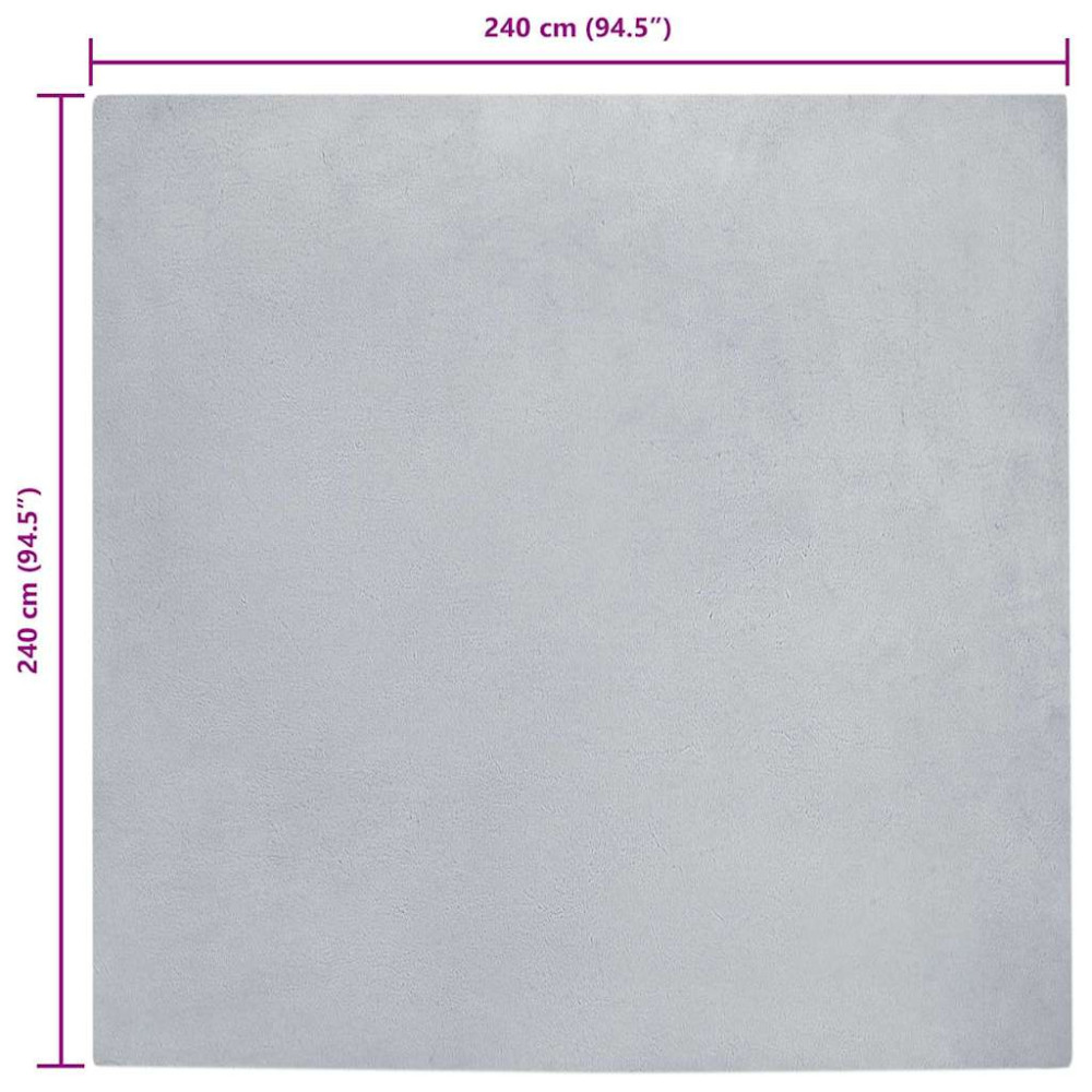 Produktbild för Halkfri matta i konstgjord kaninfäll OLITE Grå 240 x 240 cm