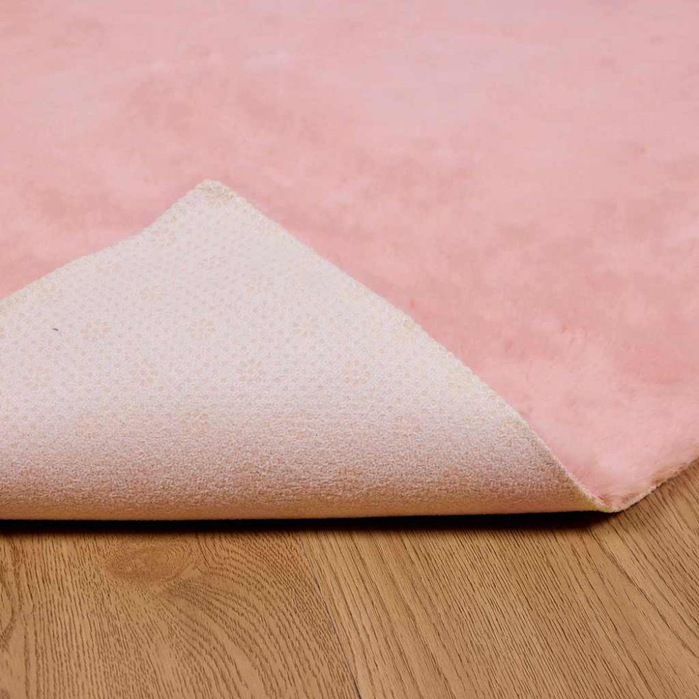 Produktbild för Halkfri matta i konstgjord kaninfäll OLITE Rosa 80 x 150 cm
