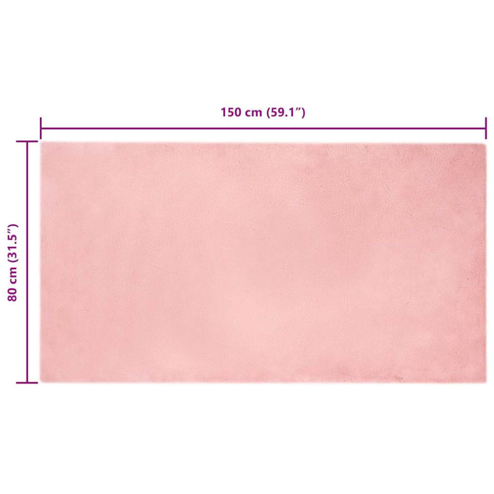 Produktbild för Halkfri matta i konstgjord kaninfäll OLITE Rosa 80 x 150 cm