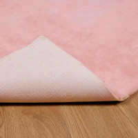 Produktbild för Halkfri matta i konstgjord kaninfäll OLITE Rosa 80 x 250 cm