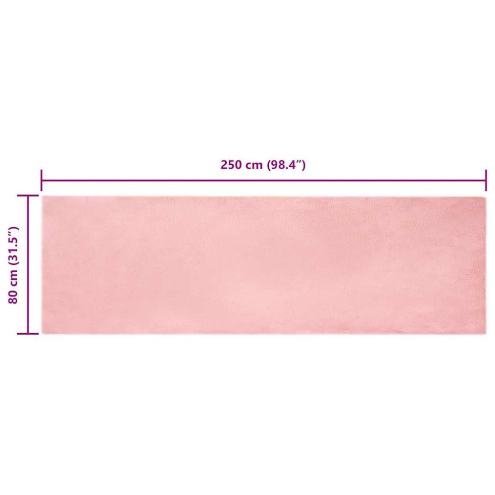 Produktbild för Halkfri matta i konstgjord kaninfäll OLITE Rosa 80 x 250 cm