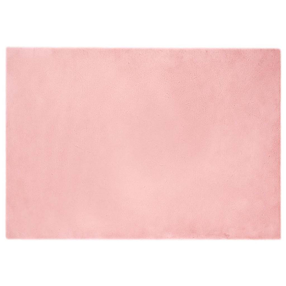 Produktbild för Halkfri matta i konstgjord kaninfäll OLITE Rosa 140 x 200 cm