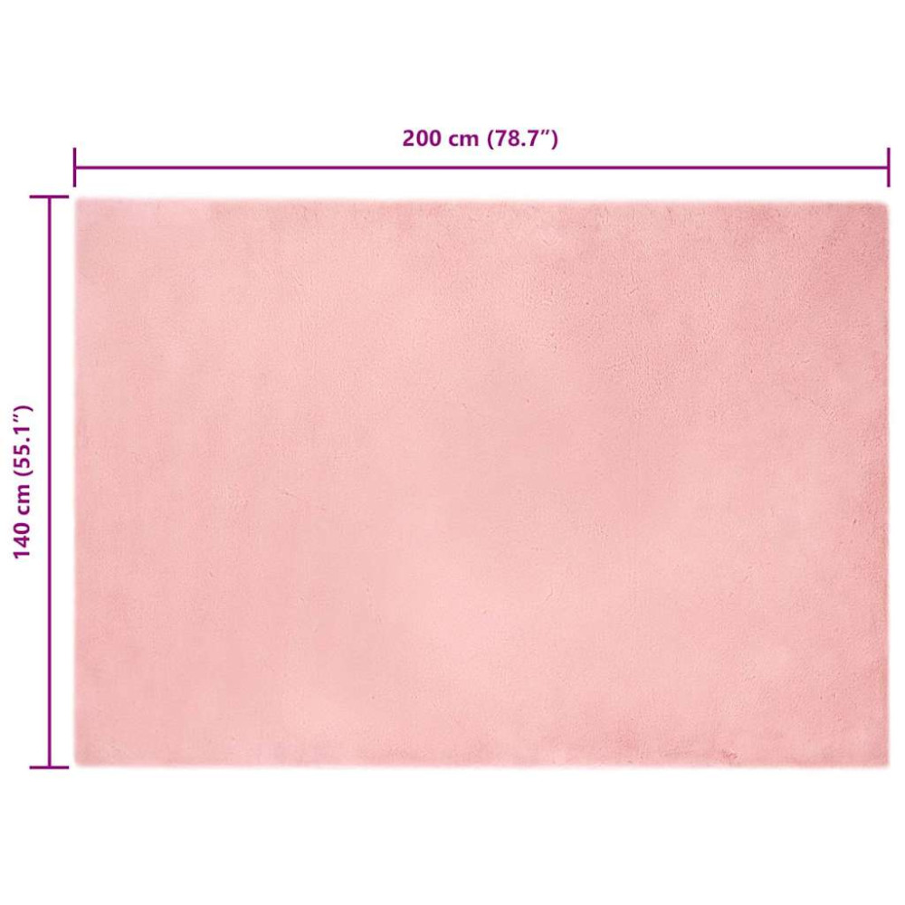Produktbild för Halkfri matta i konstgjord kaninfäll OLITE Rosa 140 x 200 cm