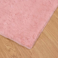 Produktbild för Halkfri matta i konstgjord kaninfäll OLITE Rosa 200 x 280 cm