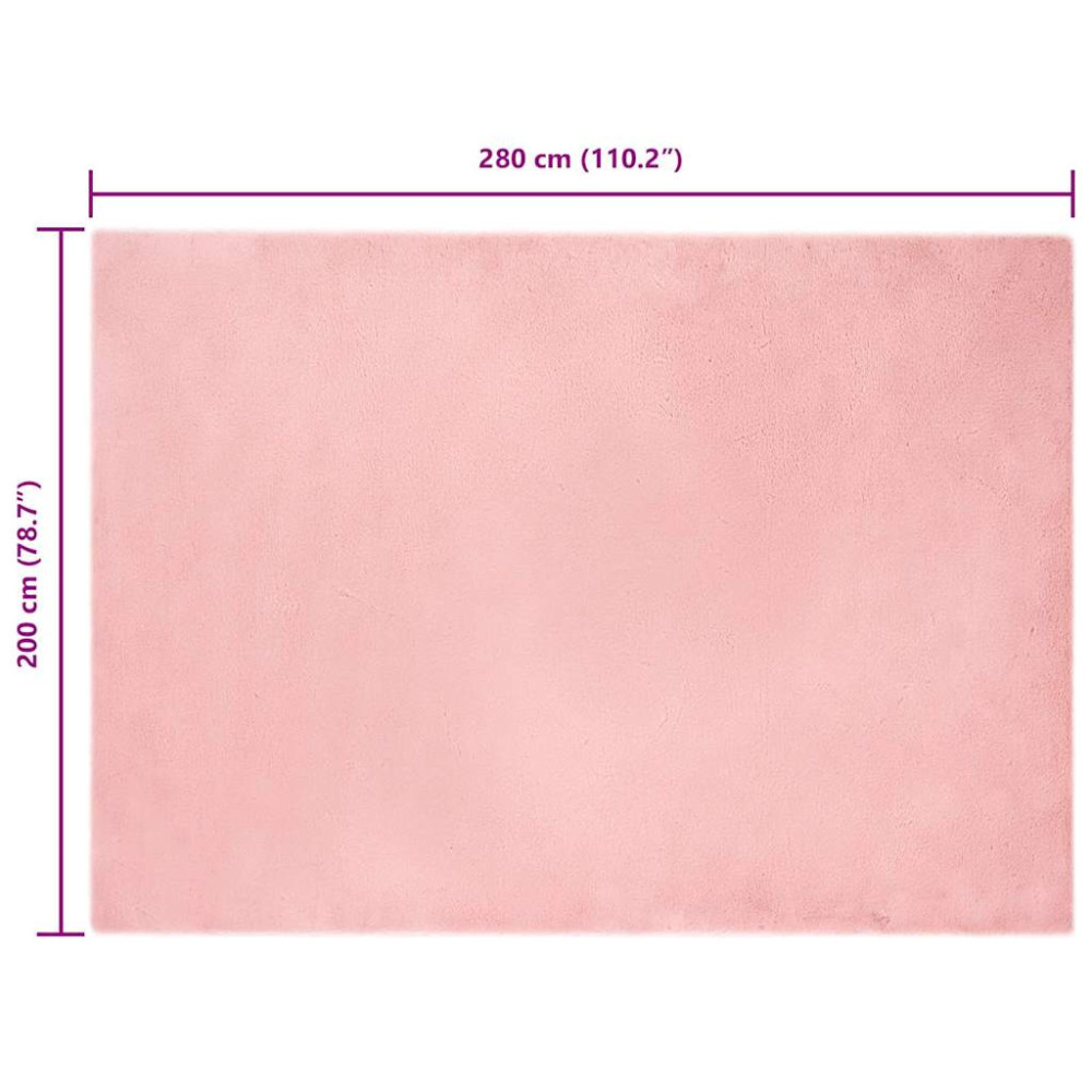 Produktbild för Halkfri matta i konstgjord kaninfäll OLITE Rosa 200 x 280 cm