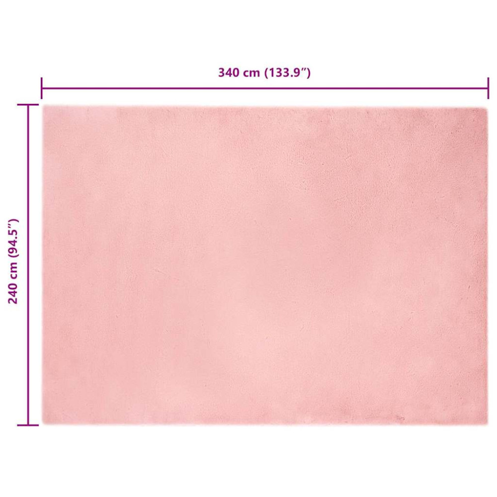 Produktbild för Halkfri matta i konstgjord kaninfäll OLITE Rosa 240 x 340 cm